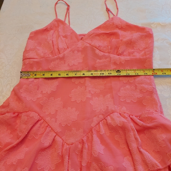 Wild Fable tiered ruffle coral- pink spaghetti strap mini dress cottagecore. M - Picture 10 of 11
